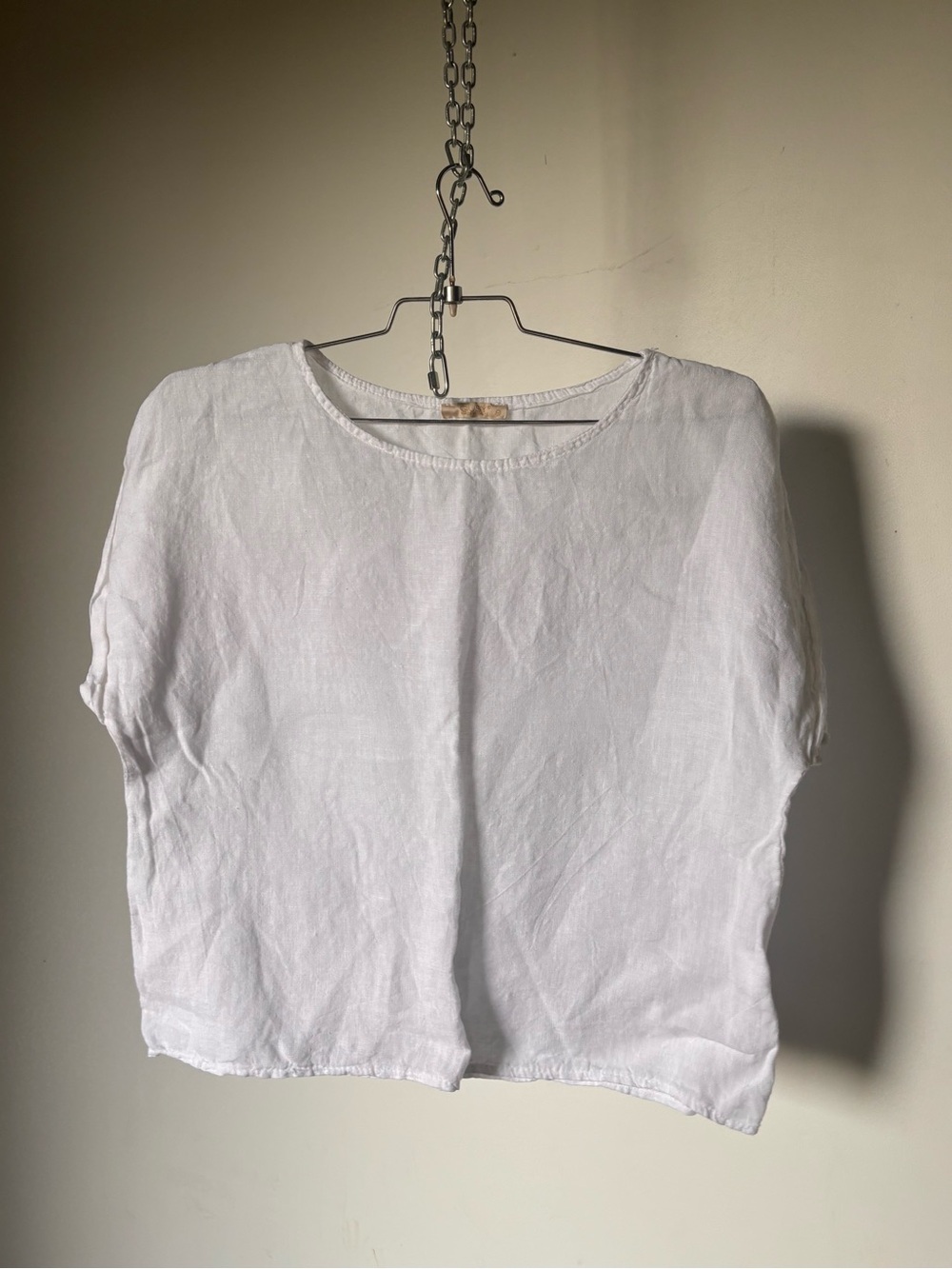 Giusy Made In Italy 100% White Linen Blouse